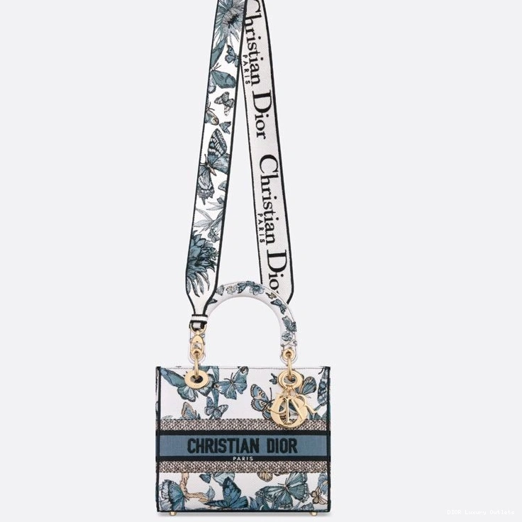 Cheap D-lite Lady Blue White Bag de Canvas Toile Jouy Medium Motif Mexico 0728 Luxury